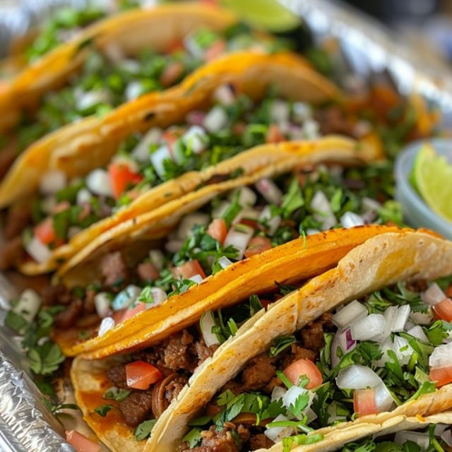 Tacos Campechano with Soda.