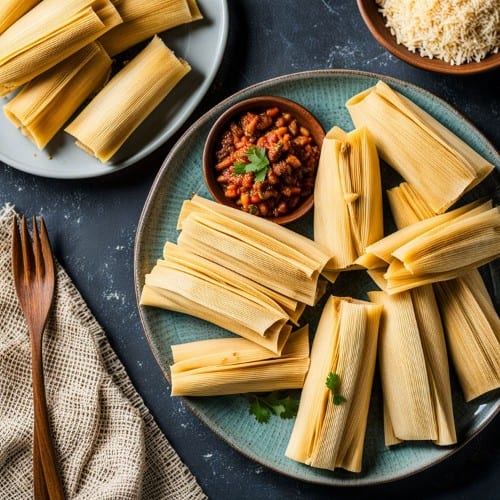 Tamales, Beans, & Rice.