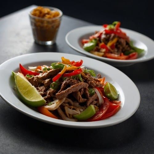 Fajitas (Steak or Chicken) Plate.