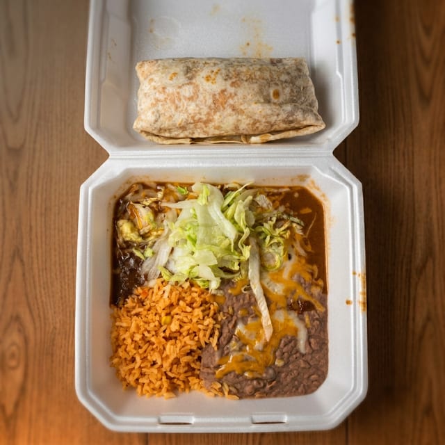 Chicken Burrito & Enchilada Platter.